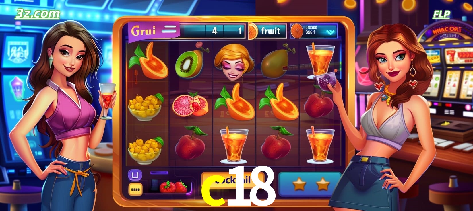 c18 cassino online com caça-níqueis de frutas e coquetéis coloridos